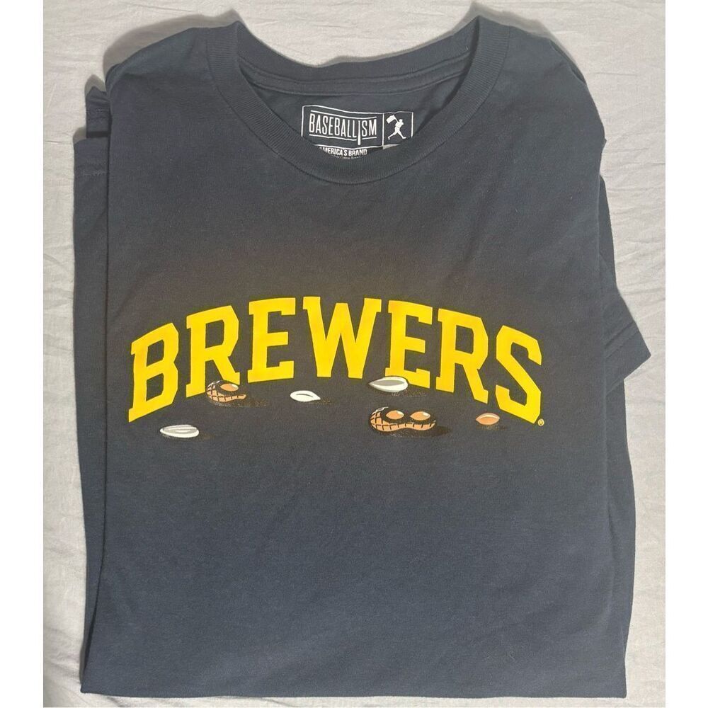 Baseballism Milwaukee Brewers Shirt Men's XXXL 3XL Blue Short Sleeve Baseball